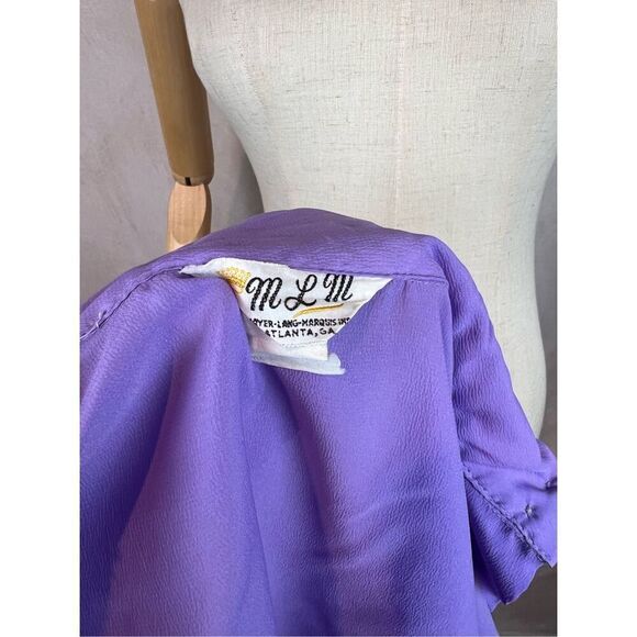 Vintage 1970s Dagger Top Bishop Sleeve Mod MCM Plus Size Large Disco Purple - Picture 7 of 9